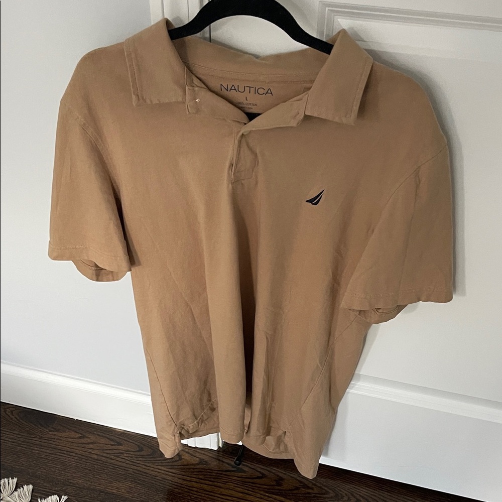 Nautica Men’s Beige 100% Cotton Polo Shirt